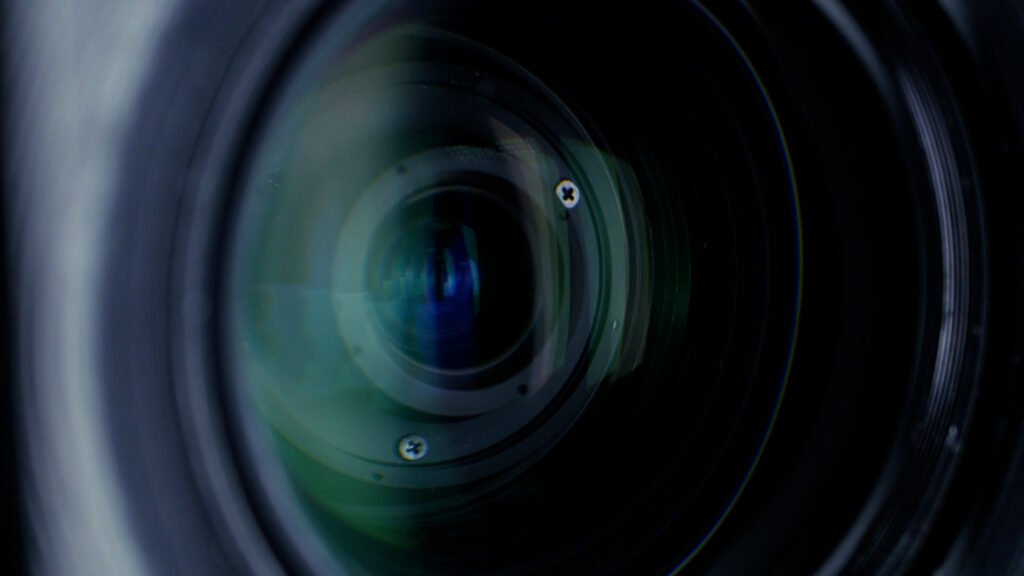 Stock image of a video camera lens